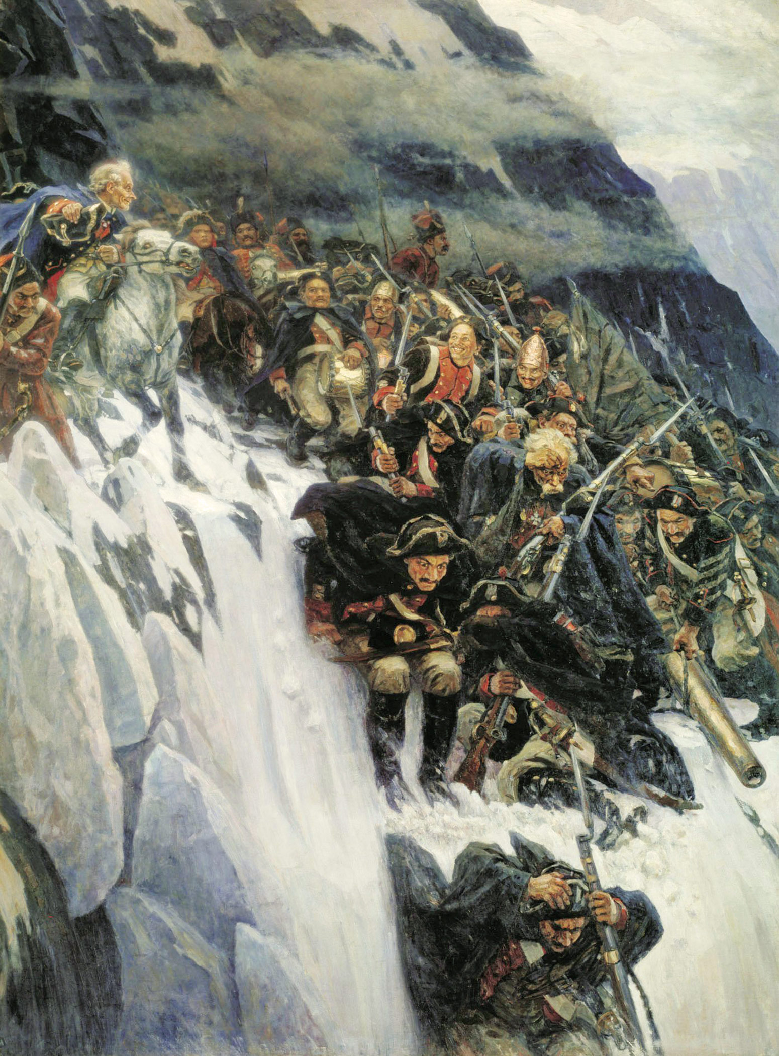 Картина Сурикова Переход Суворова через Альпы