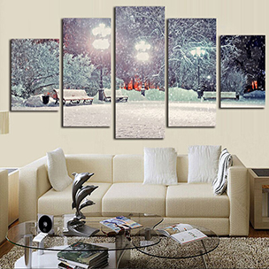 Картины зимы в гостиной