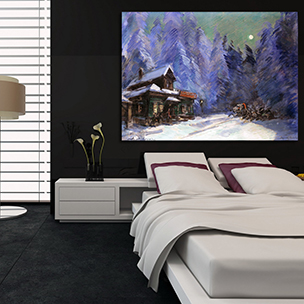 Картины зимы в спальне