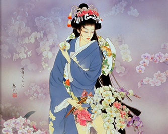 Картина «Орхидеи» в японском стиле
