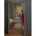 Интерьер квартины с женщиной в красном платье - Валлоттон, Феликс 