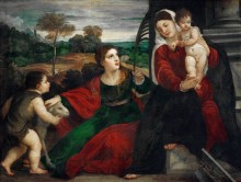 Мадонна с Младенцем со святыми Агнессой и Иоанном Крестителем - Тициан Вечеллио