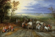 Панорамный пейзаж с путниками - Брейгель, Ян (Старший)