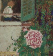 Молодая женщина у окна на фоне розы - Вюйар, Эдуард