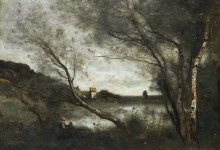 Пейзаж с прудом и склонившимся деревом - Коро, Жан-Батист Камиль