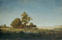 Пейзаж с группой деревьев у пруда - Руссо, Теодор
