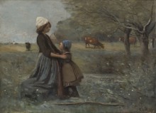 Две сестры в поле - Коро, Жан-Батист Камиль