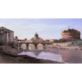 Римский пейзаж - мост и замок Сан-Анджело - Коро, Жан-Батист Камиль