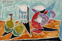 Натюрморт с кувшином и фруктами - Пикассо, Пабло