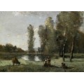 Пейзаж с коровой у пруда - Коро, Жан-Батист Камиль