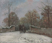 Вход в лес Марли, снег 1869 - Писсарро, Камиль