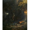 Лесной пейзаж со спящим фавном - Бёклин, Арнольд