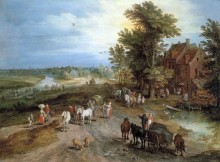 Пейзаж с деревенской таверной - Брейгель, Ян (Старший)