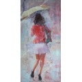 Девушка под зонтом - Сток