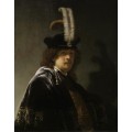 Автопортрет в шляпе с пером - Рембрандт, Харменс ван Рейн