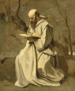 Читающий монах в белом - Коро, Жан-Батист Камиль