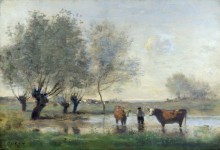 Коровы на болотных лугах - Коро, Жан-Батист Камиль