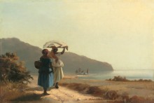 Две женщины, беседующие на берегу моря - Писсарро, Камиль