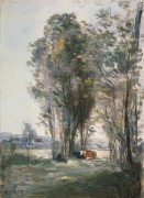 Пейзаж с коровами - Коро, Жан-Батист Камиль