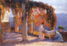 Беседка осенью с двумя женщинами и козой, 1915 - Мартен, Анри Жан Гийом