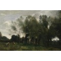 Пейзаж с подстриженными ивами - Коро, Жан-Батист Камиль