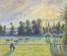 Пастбища, закат, Эрагни, 1890 - Писсарро, Камиль
