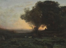 Пейзаж с пастухом под деревом - Коро, Жан-Батист Камиль