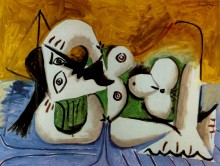 Обнаженная женщина,  лежащая на синем диване,1960 - Пикассо, Пабло