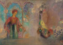 Женщина с цветами в готической аркаде - Редон, Одилон