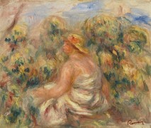 Женщина в шляпке на фоне пейзажа - Ренуар, Пьер Огюст