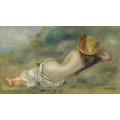 Купальщица в шляпке, лежащая на траве, 1892 - Ренуар, Пьер Огюст