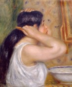 Девушка, причесывающая волосы - Ренуар, Пьер Огюст