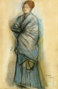 Женщина в голубом (также известный как Портрет мадемуазель Элен Руарт),1886 - Дега, Эдгар