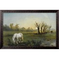 Белая лошадь на лугу, 1856 - Писсарро, Камиль