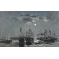 Корабли в лунном свете близ Портриё - Буден, Эжен