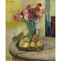 Натюрморт с корзиной яблок, виноградом и вазой с цветами - Валадон, Сюзанна