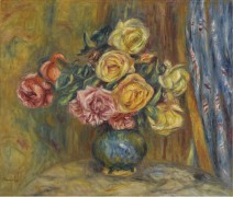 Розы и голубой занавес, 1912 - Ренуар, Пьер Огюст