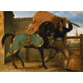 Скачки. Лошадь под зеленой с золотом попоной - Жерико, Теодор Жан Луи Андре