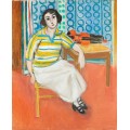 Женщина в полосатом пуловере и скрипка на столе - Матисс, Анри