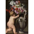 Серебряная ваза с цветами и путто - Брейгель, Абрахам