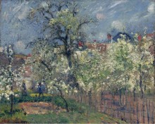 Сад Мобусьон, Понтуаз. Грушевые деревья в цвету, 1877 - Писсарро, Камиль