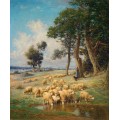 Пастушка со стадом у реки - Клэр, Шарль