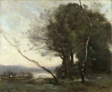 Пейзаж со склоненным деревом - Коро, Жан-Батист Камиль