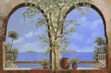Белое цветущее деревце у стены - Борелли, Гвидо (20 век)
