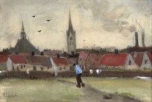 Городской вид в Гааге с Новой церковью (town view of the hague with the nieuwe kerk ), 1882 - Гог, Винсент ван