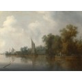 Река с рыбаками - Рейсдал, Саломон ван