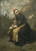 Мать, защищающая своего ребенка - Коро, Жан-Батист Камиль