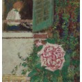 Молодая женщина у окна на фоне розы - Вюйар, Эдуард