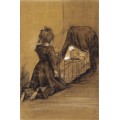 Девочка на коленях у колыбели (Girl Kneeling by a Cradle), 1883 - Гог, Винсент ван