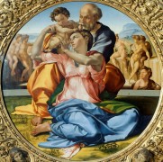 Святое Семейство с маленьким Иоанном Крестителем (Тондо Одди) - Микеланджело Буонарроти